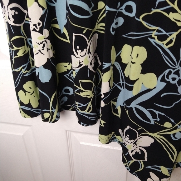 $Merona black blue green white floral elastic waist pull on cascade hemlinesizeS - Picture 4 of 8